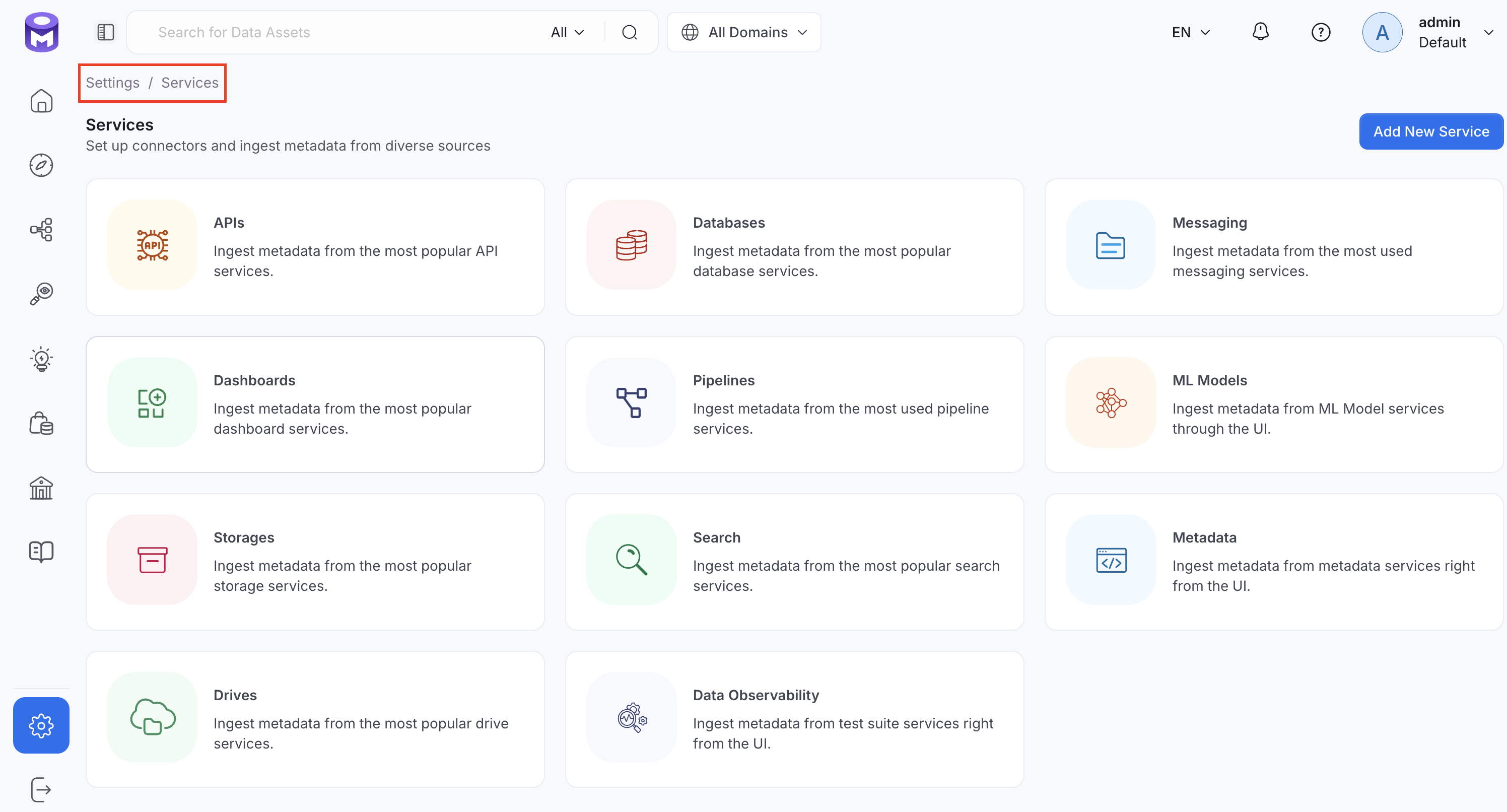 Navigate to Settings and Services