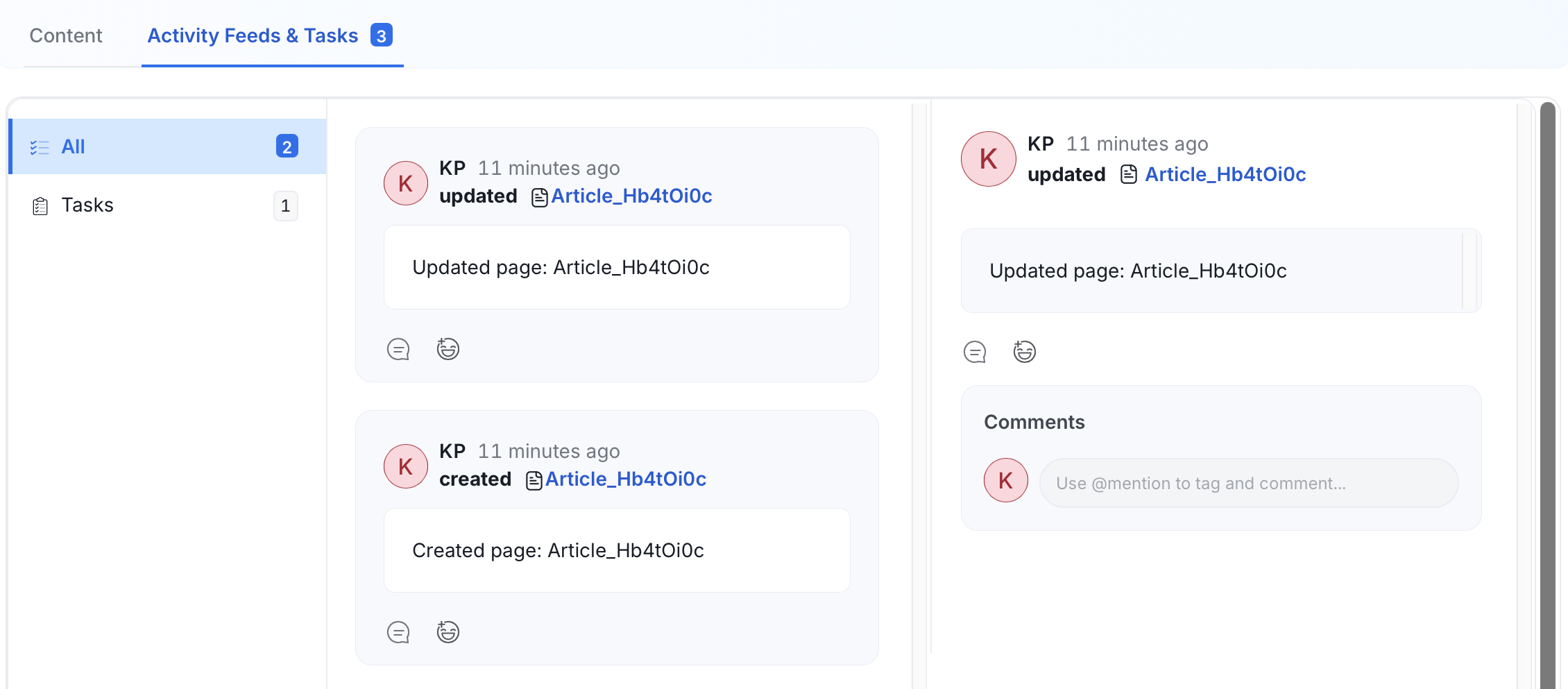 Activity Feeds and Tasks