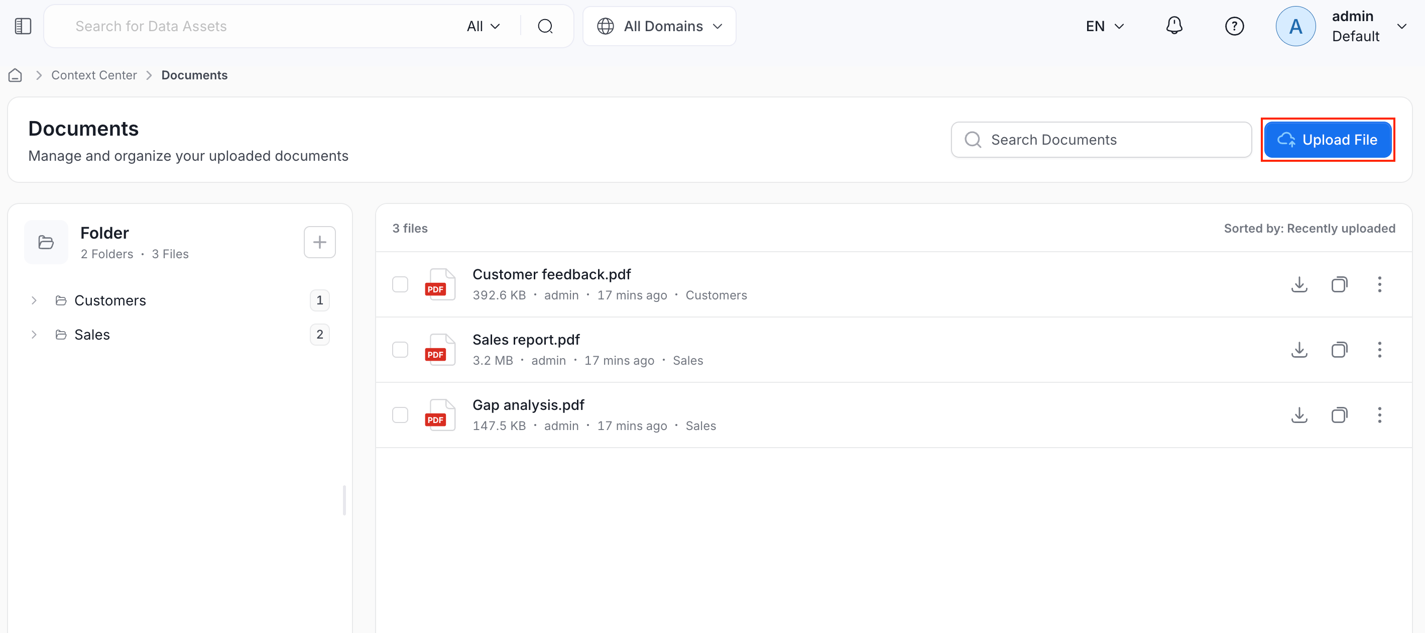 Upload a file to Documents