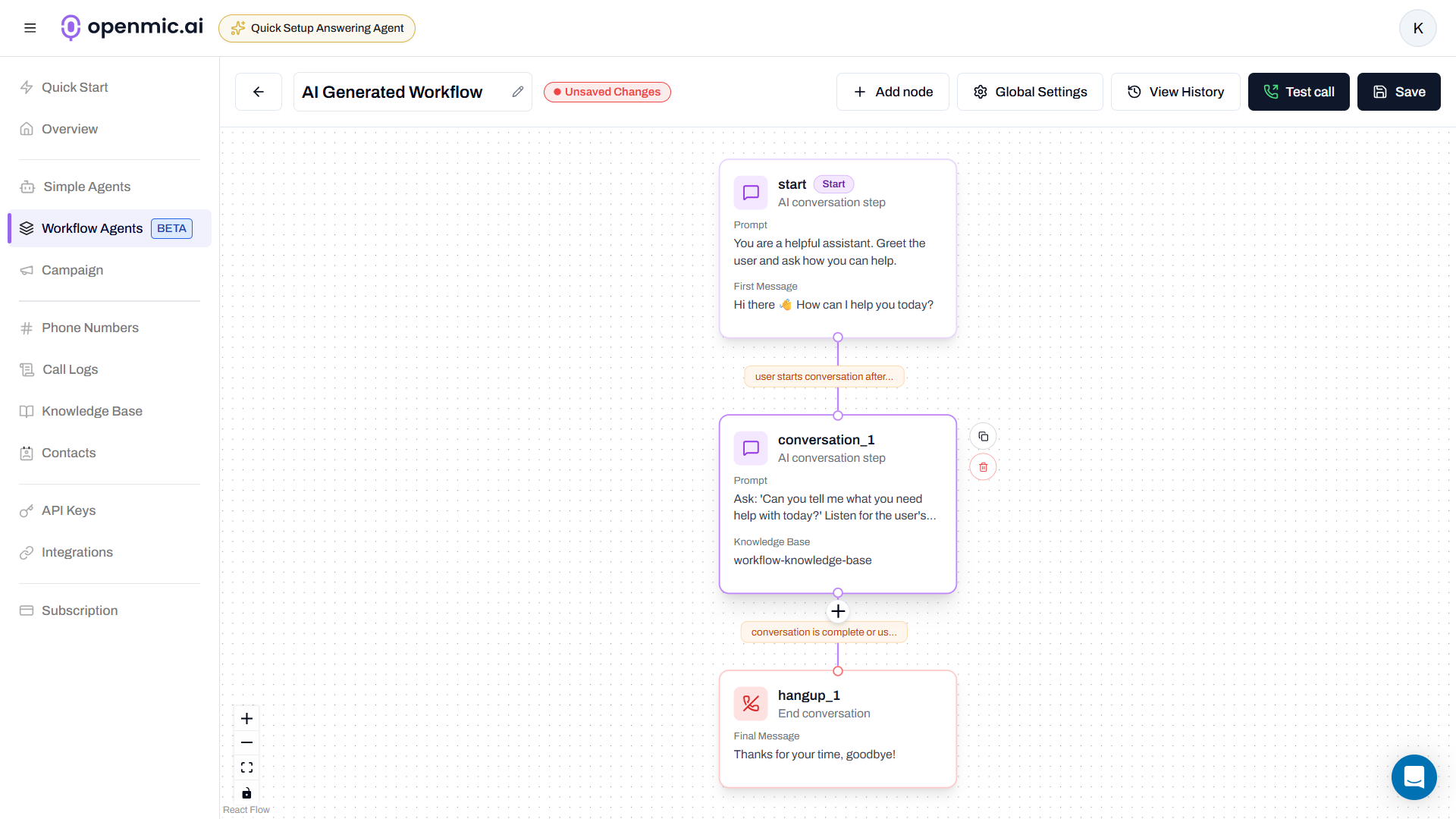 Click on conversation node