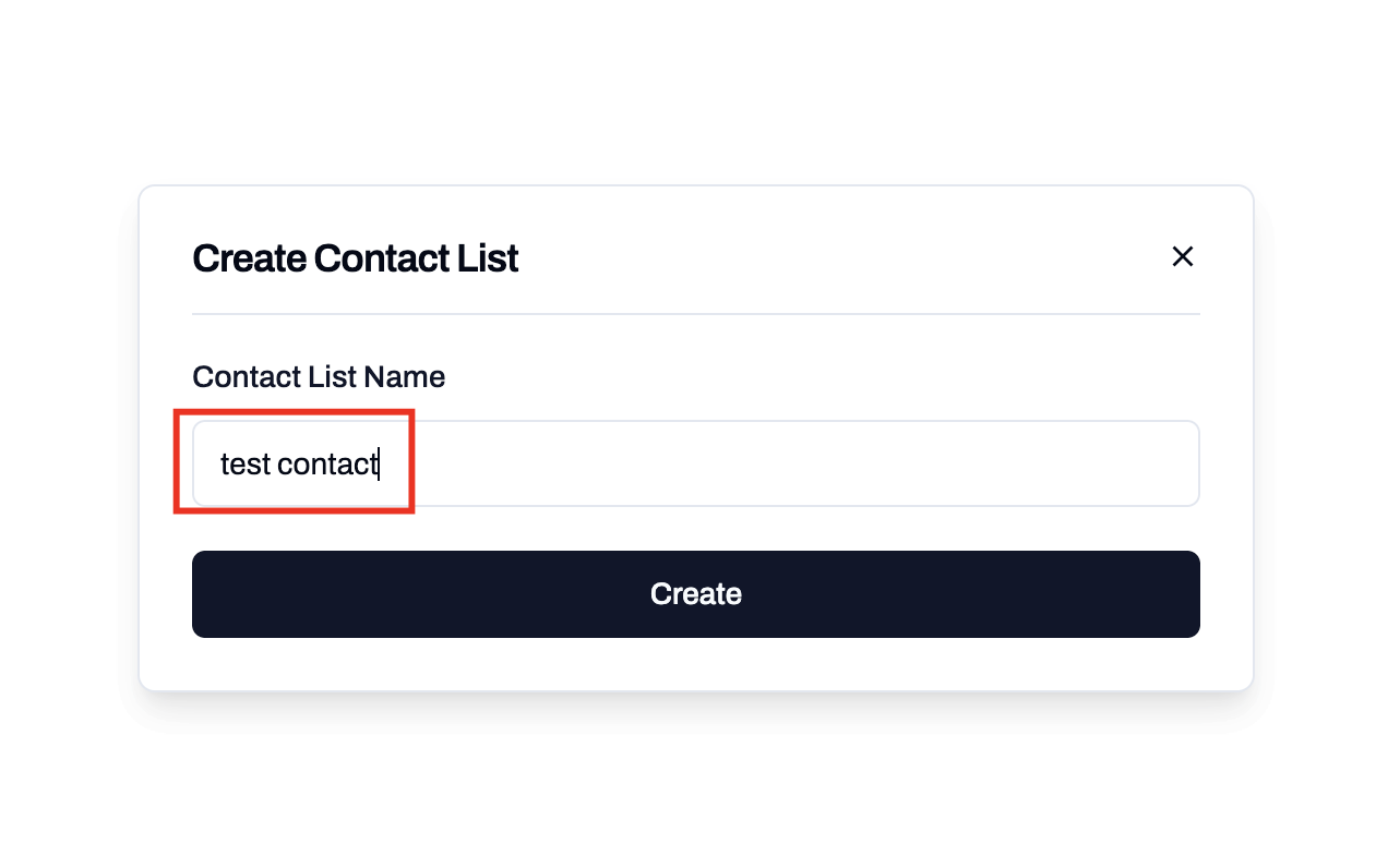 Creating a new contact list in OpenMic dashboard