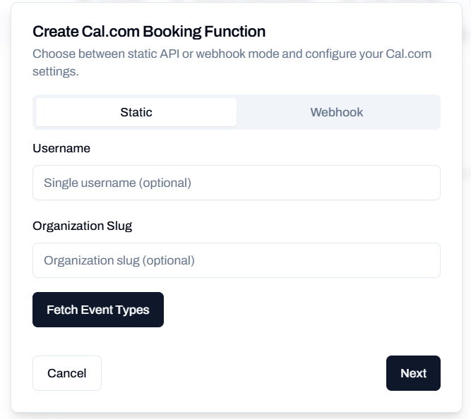 Enter Username or Organization Slug