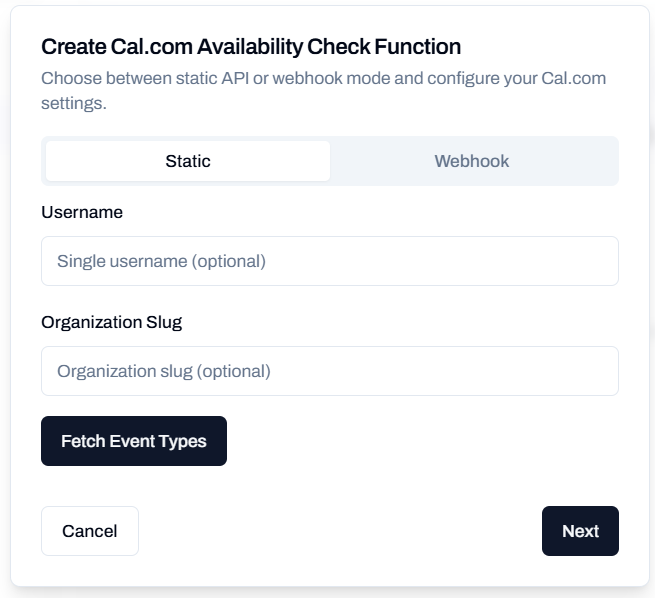 Enter Username or Organization Slug