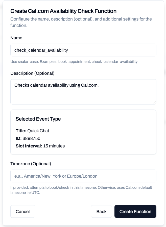 Configure Function Options