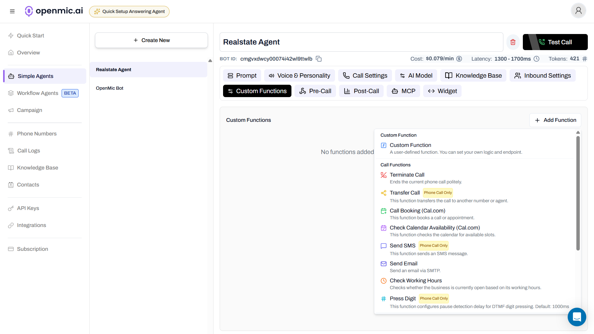 Adding a custom function in OpenMic