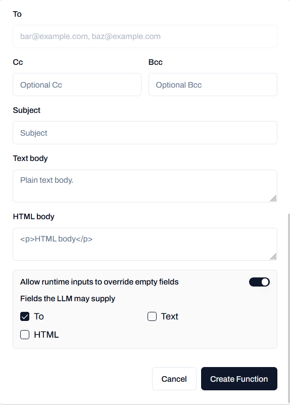 Runtime options configuration