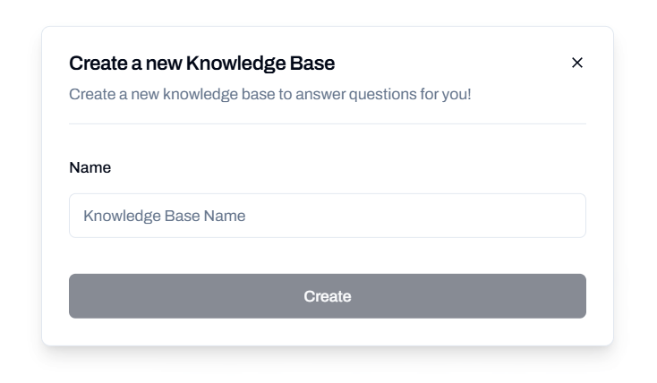 Create new knowledge base dialog