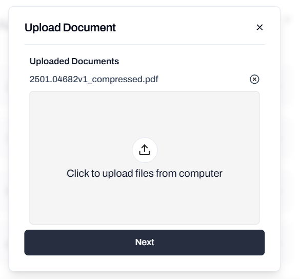 Upload PDF file interface