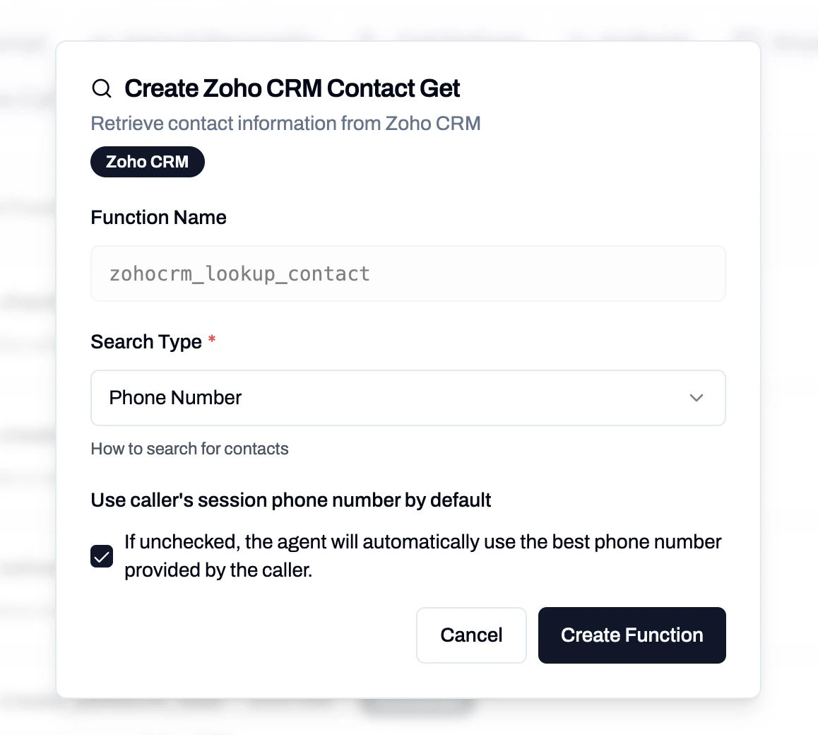 Zoho CRM Contact Get function configuration