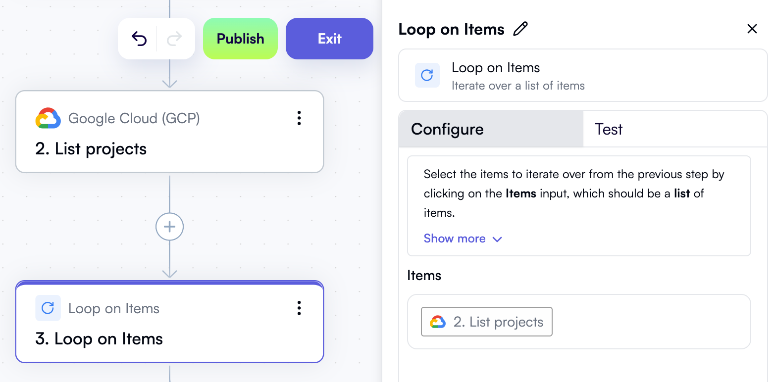 A Loop on Items step