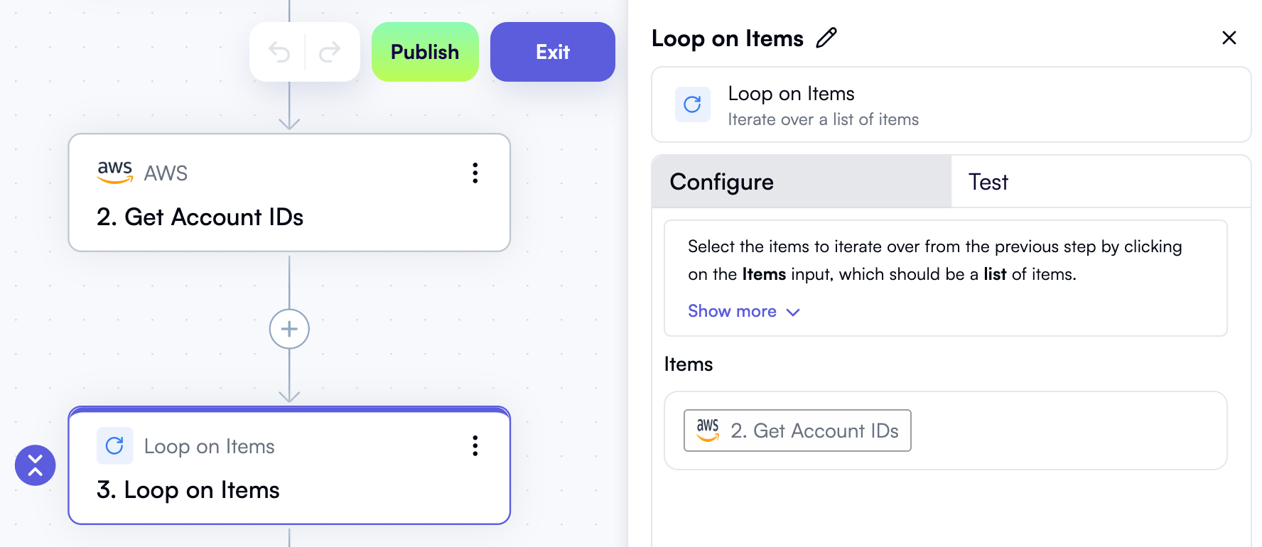 A Loop on Items step