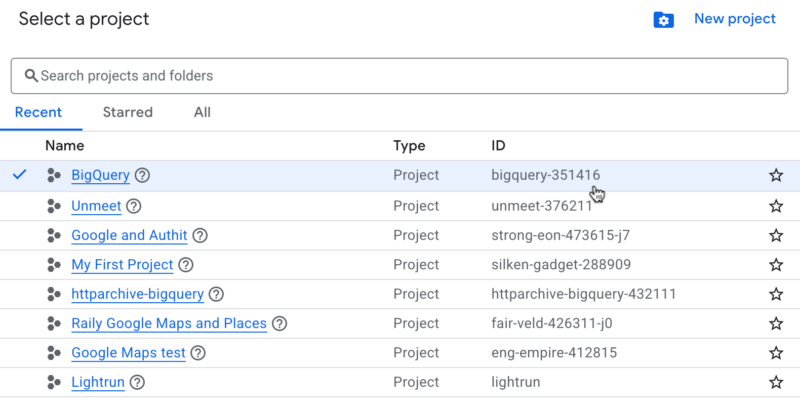 Google Cloud project ID