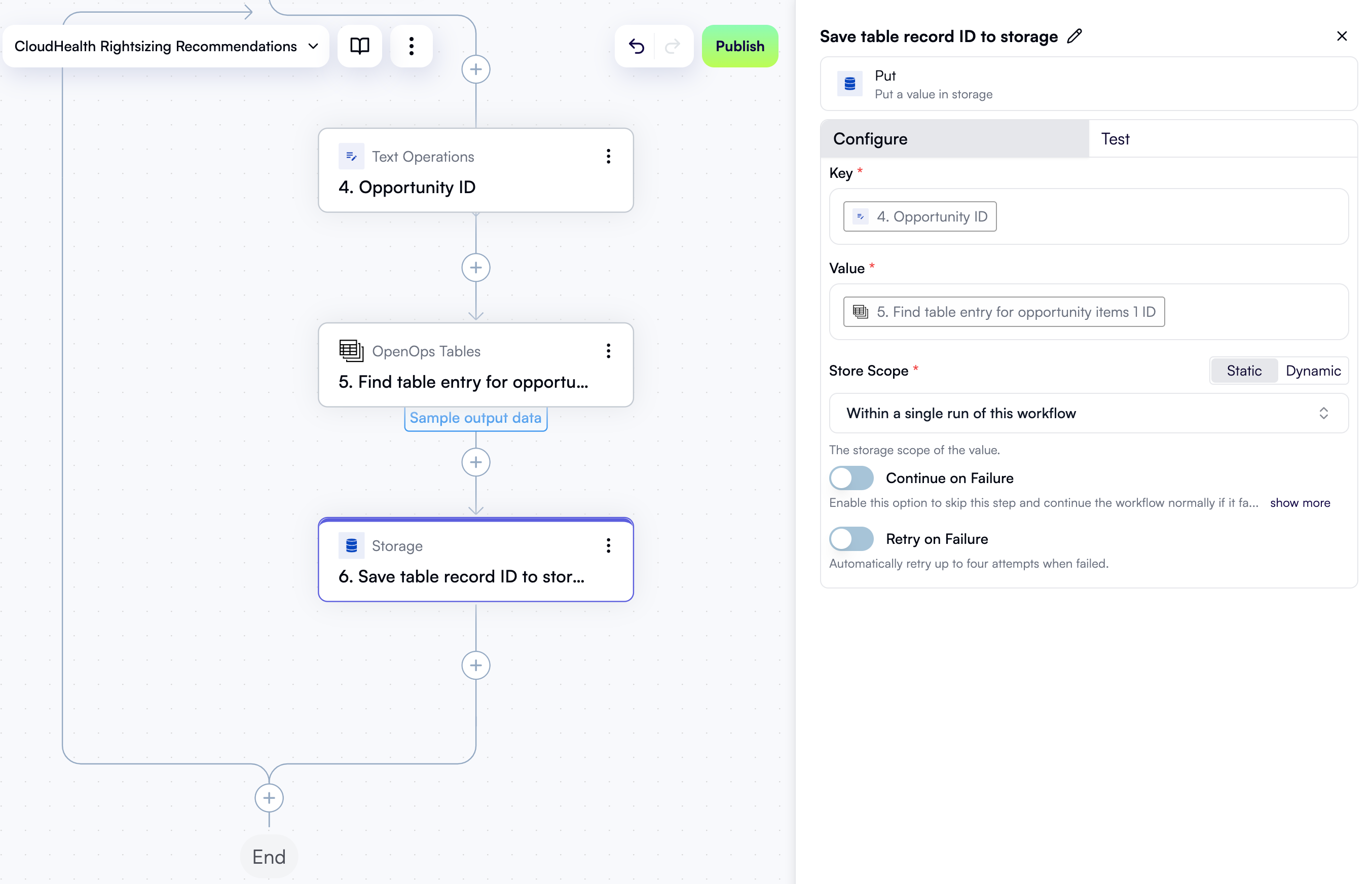 A configured storage step