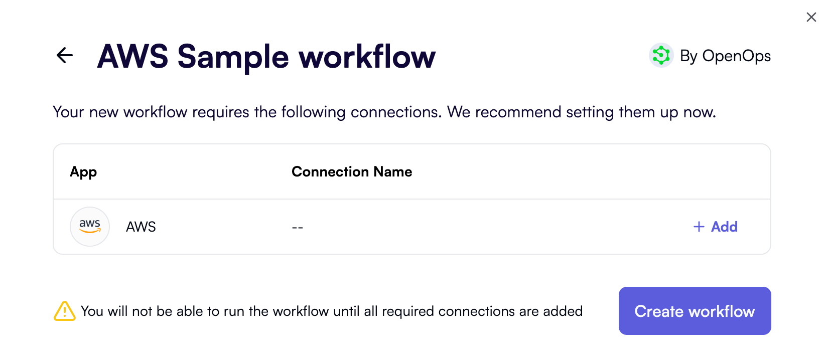 AWS sample workflow summary