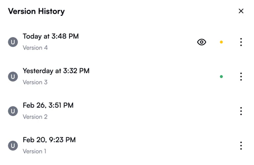 Version History with a draft
