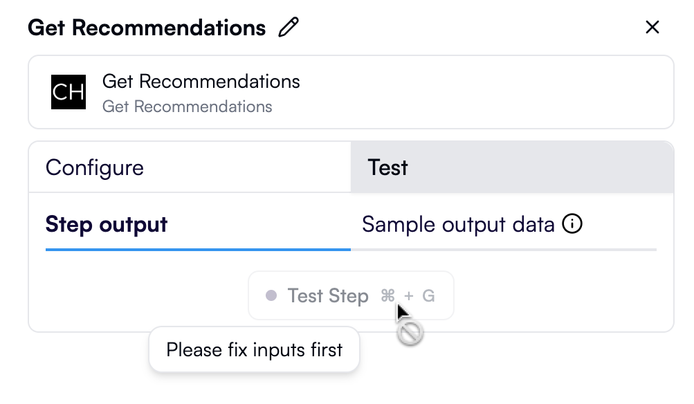 Test button grayed out