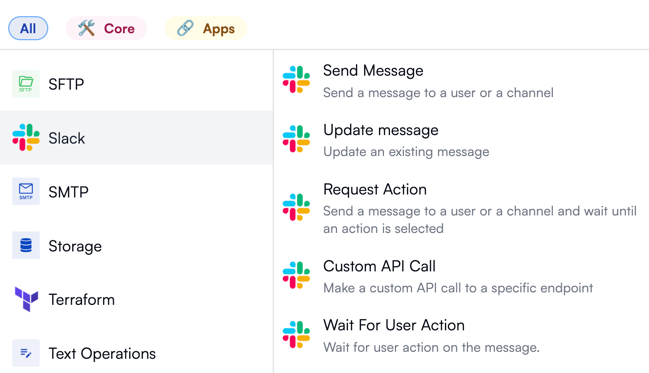 Slack actions