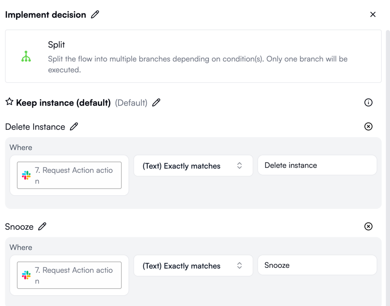 Splitting based on a user action