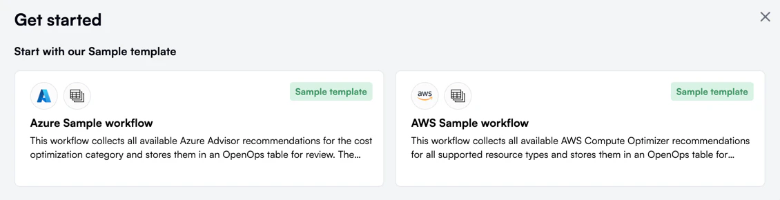 Sample workflows for AWS and Azure
