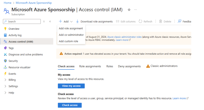 Adding a role assignment