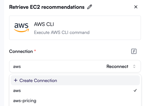 Creating a connection from workflow properties
