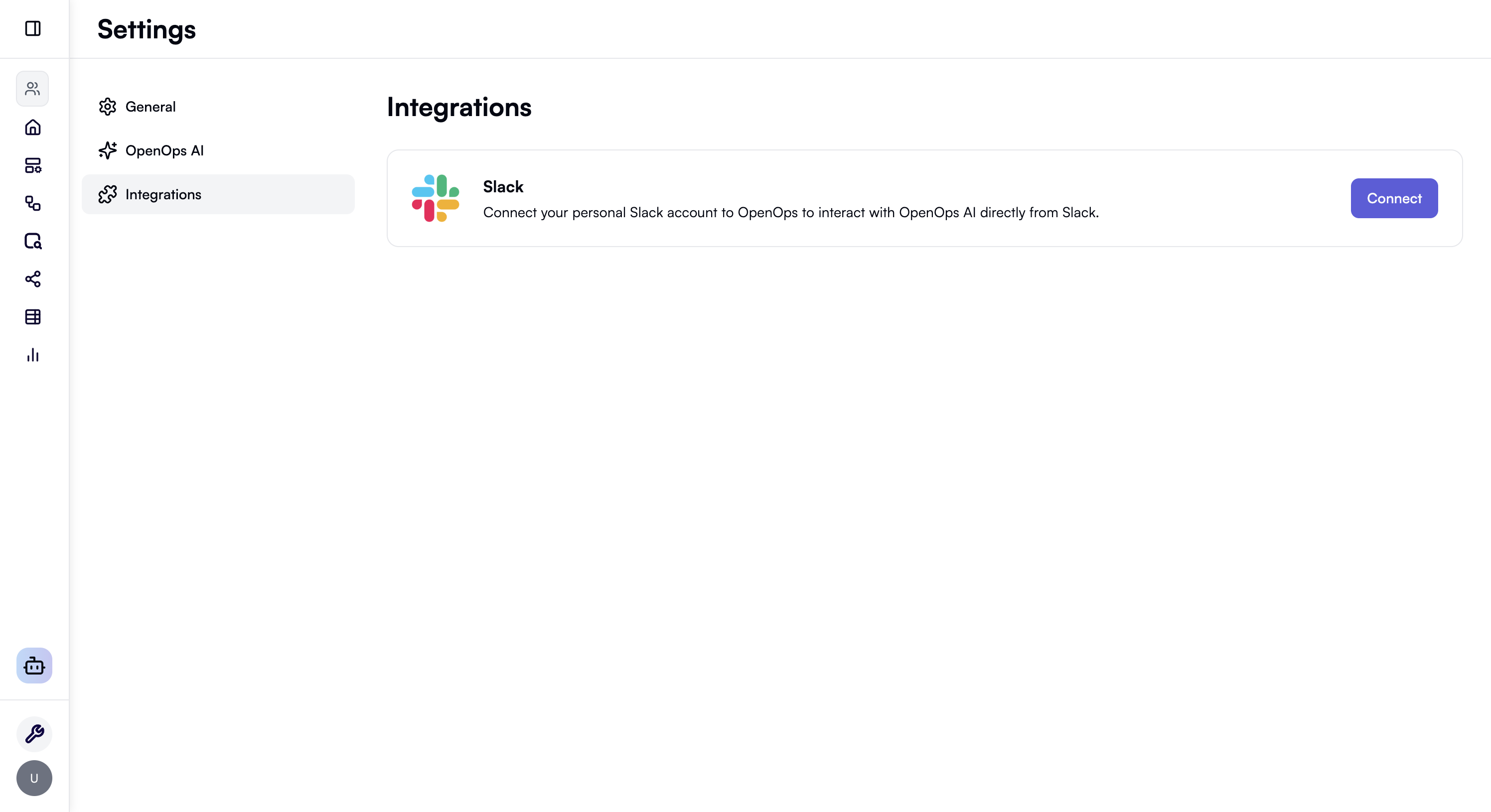 Connect Slack from OpenOps