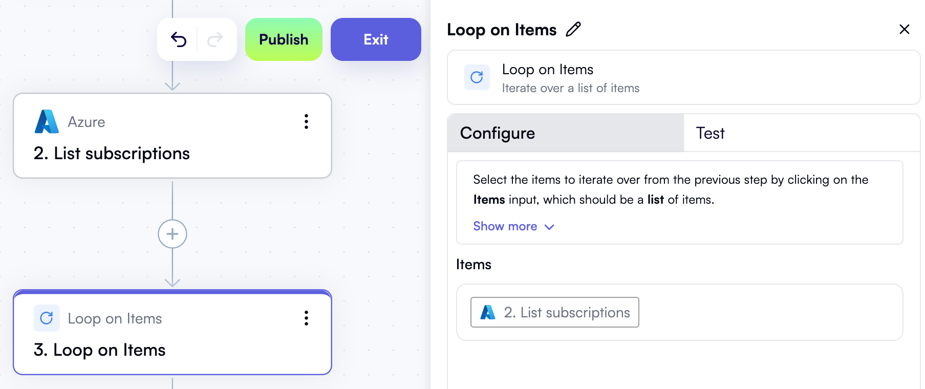 A Loop on Items step