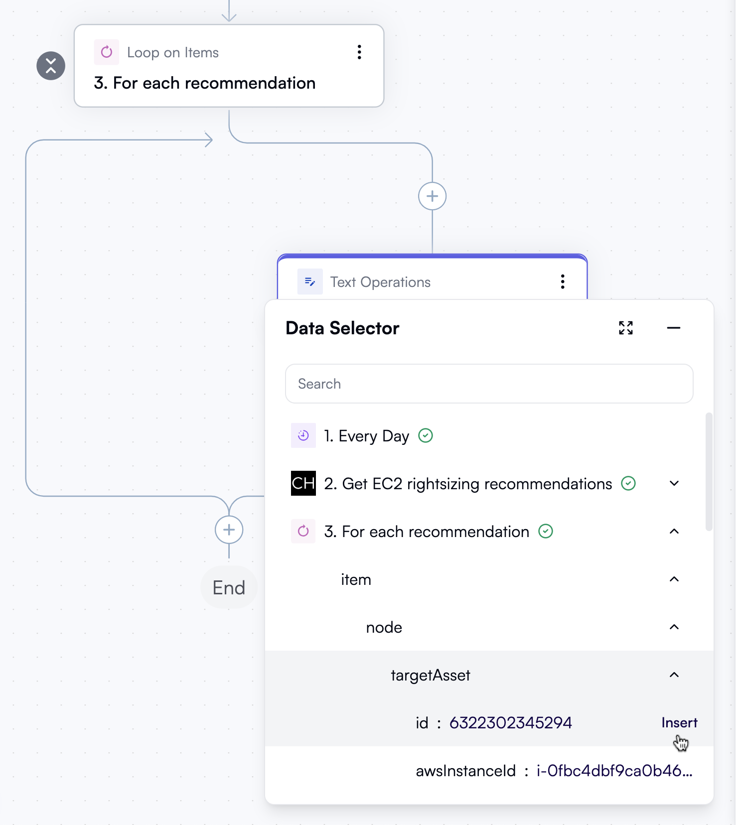 Selecting a targetAsset ID