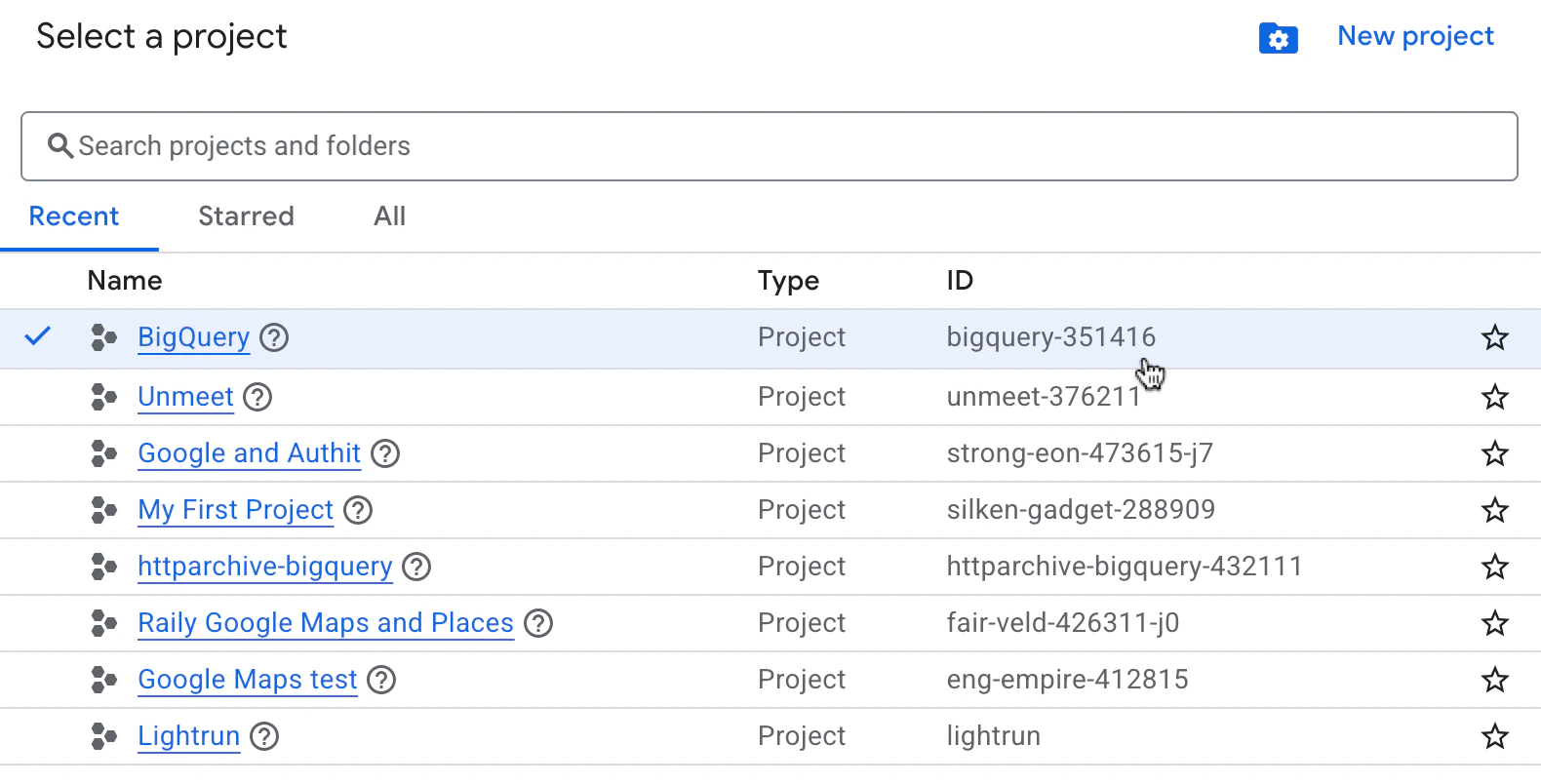 Google Cloud project ID