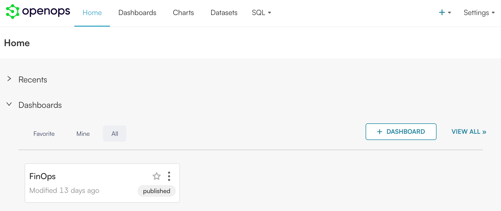Built-in dashboards in the analytics portal