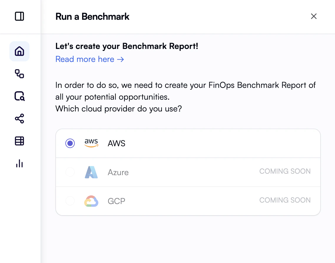 Benchmark wizard — select cloud provider