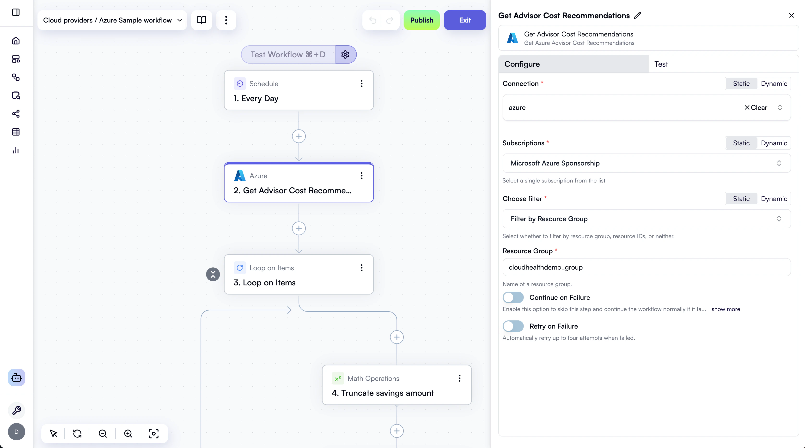 A sample Azure workflow