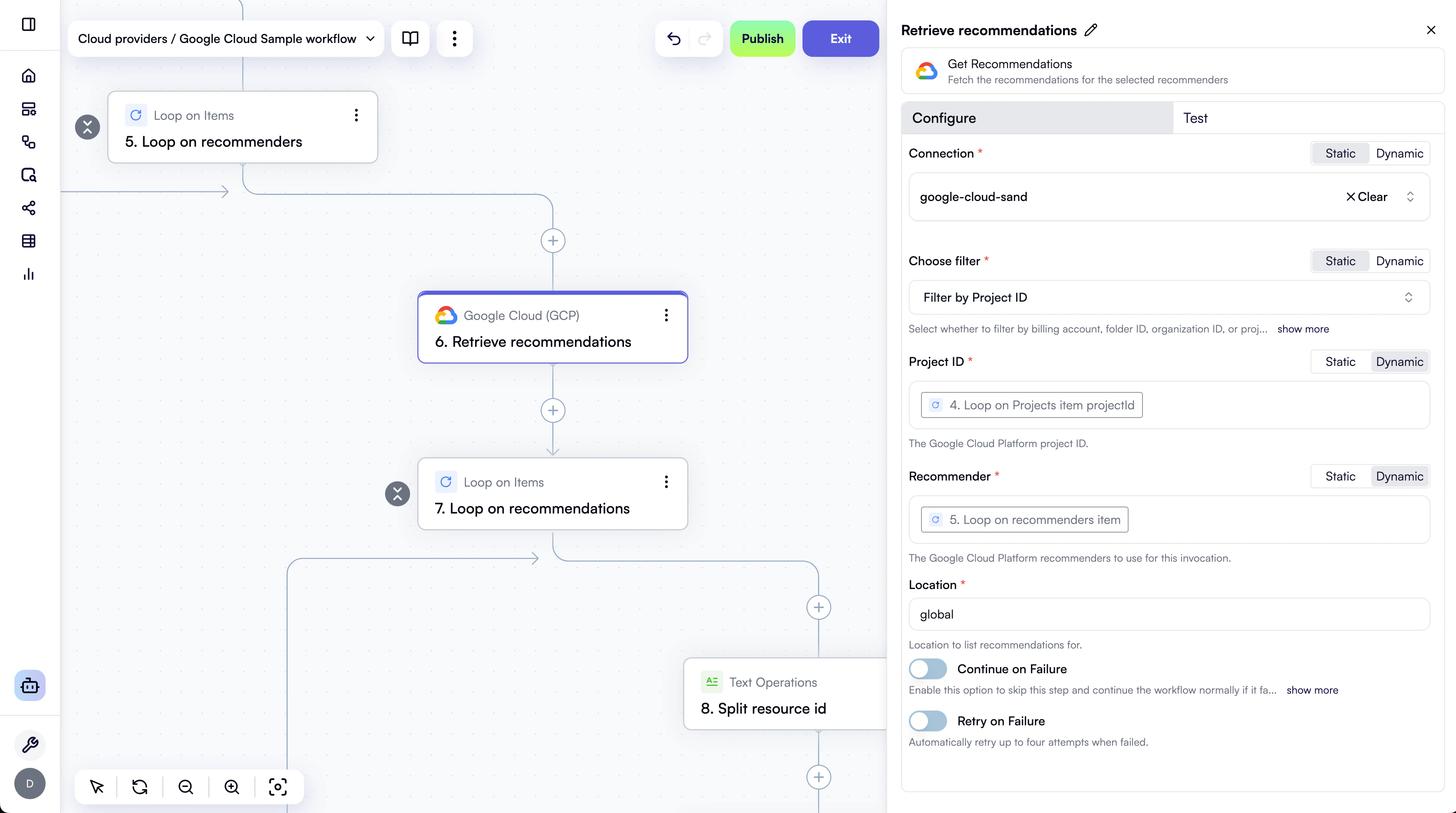 A sample Google Cloud workflow
