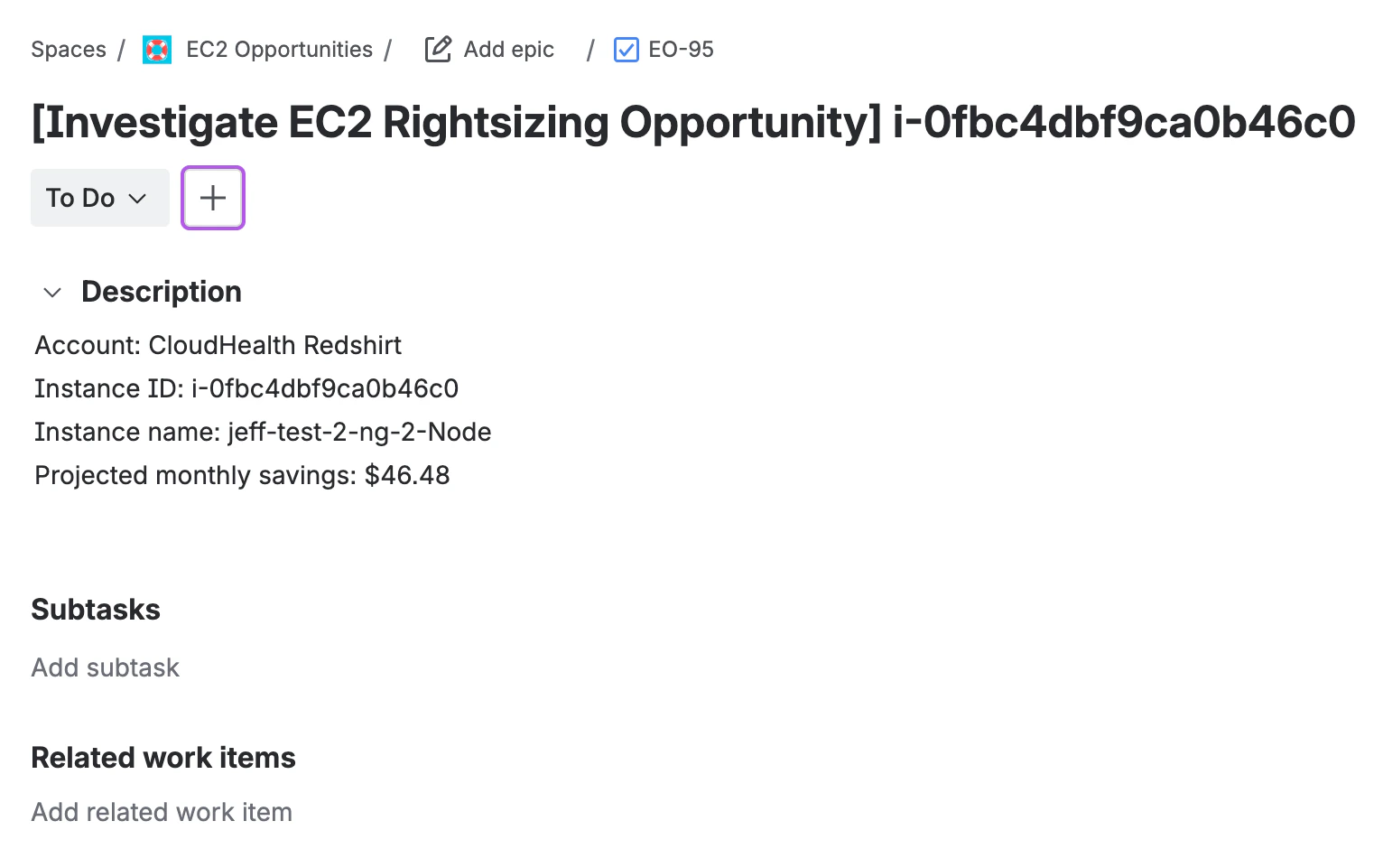 Jira issue in Jira Cloud