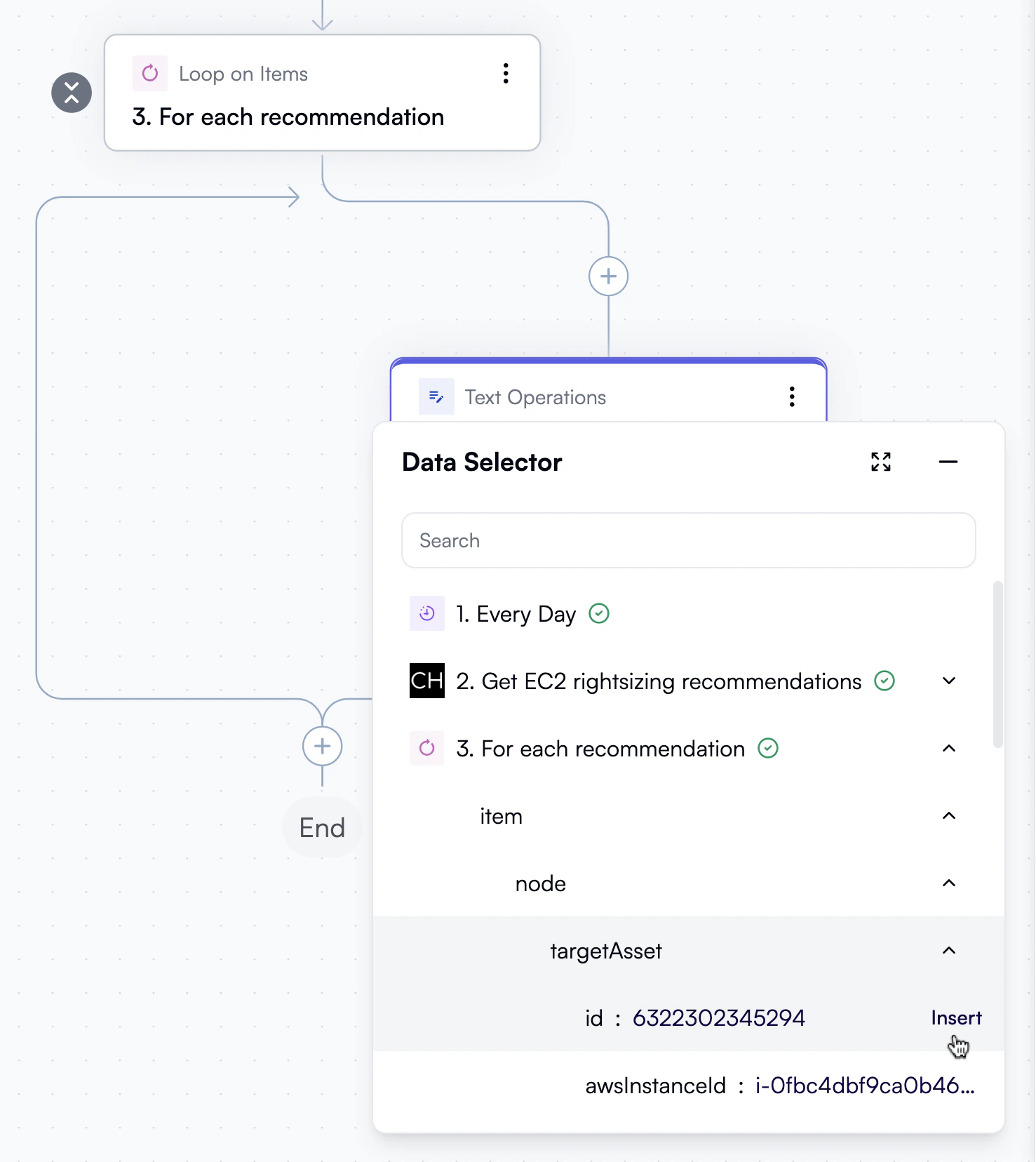 Selecting a targetAsset ID