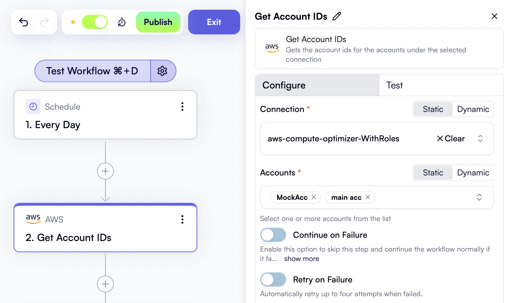 A Get Account IDs action