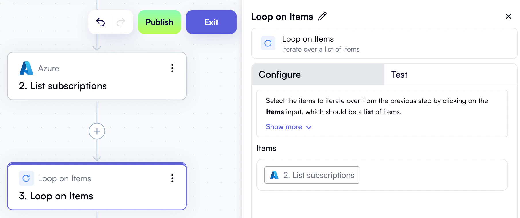 A Loop on Items step