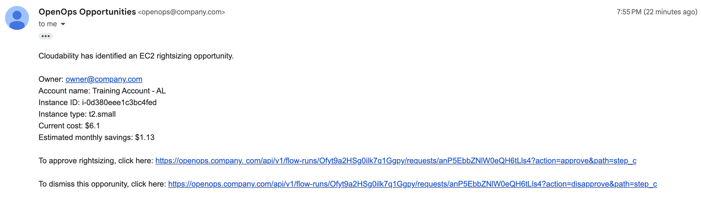 Email with approval links