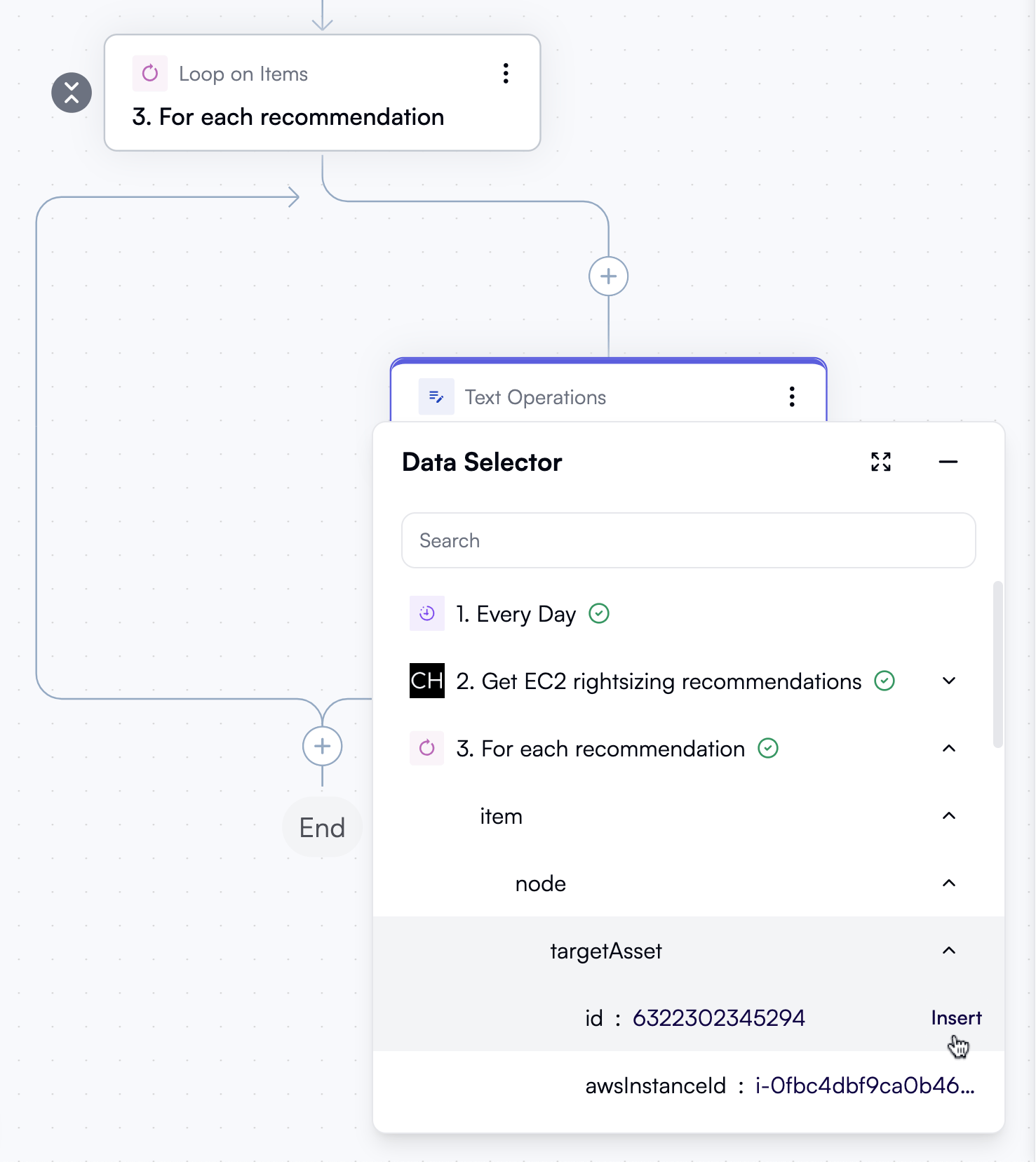 Selecting a targetAsset ID