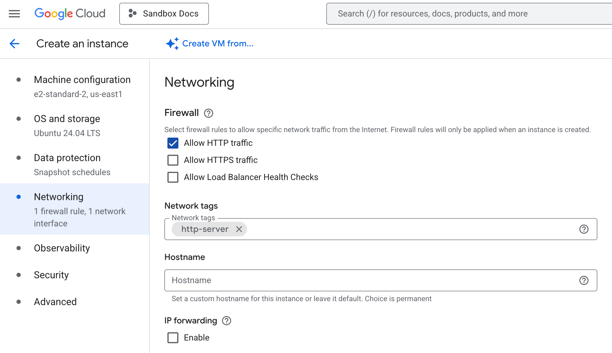 Allow HTTP traffic