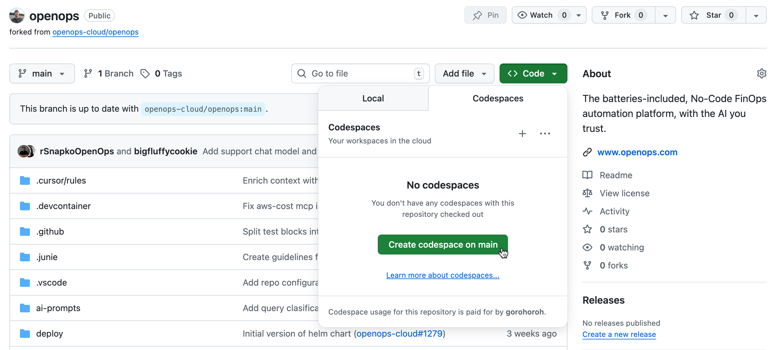Create a codespace