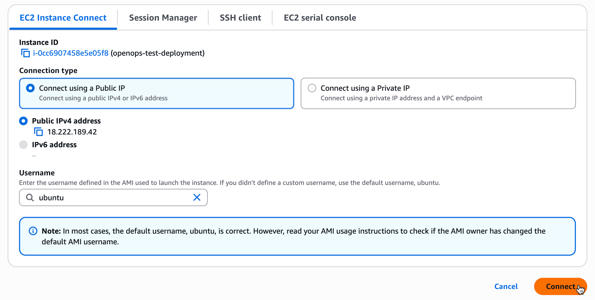 Connect to instance