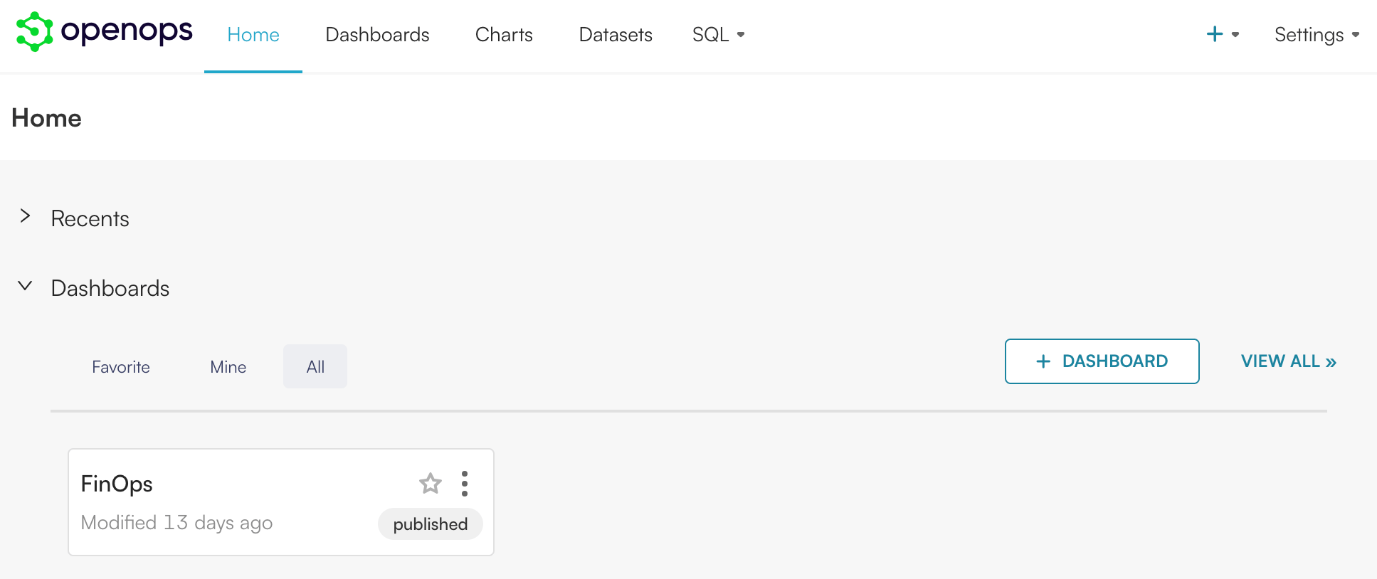 Built-in dashboards in the analytics portal