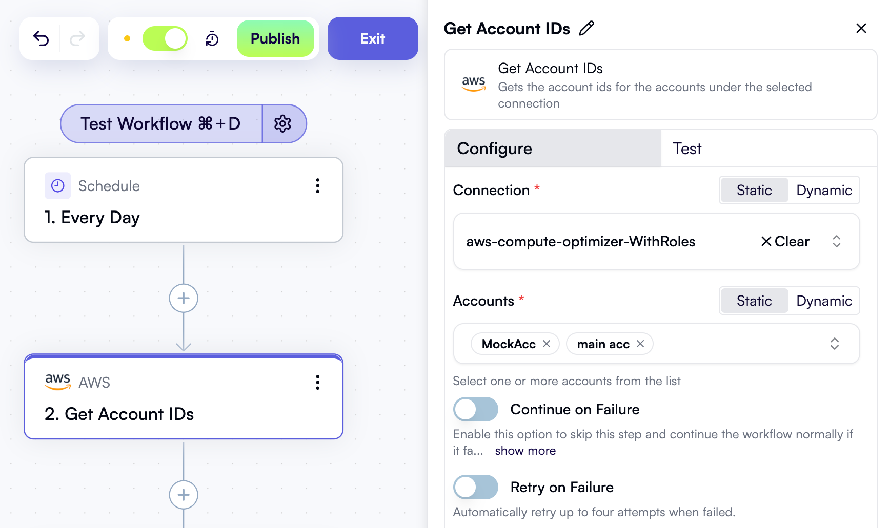 A Get Account IDs action