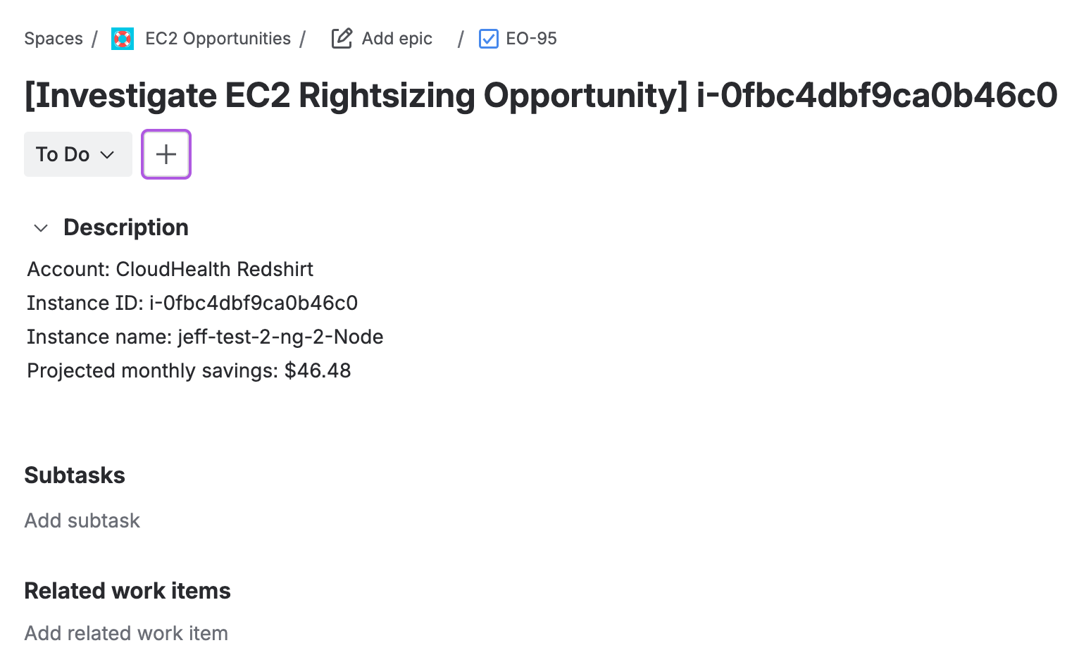 Jira issue in Jira Cloud
