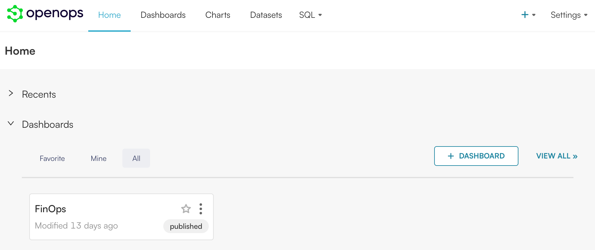 Built-in dashboards in the analytics portal