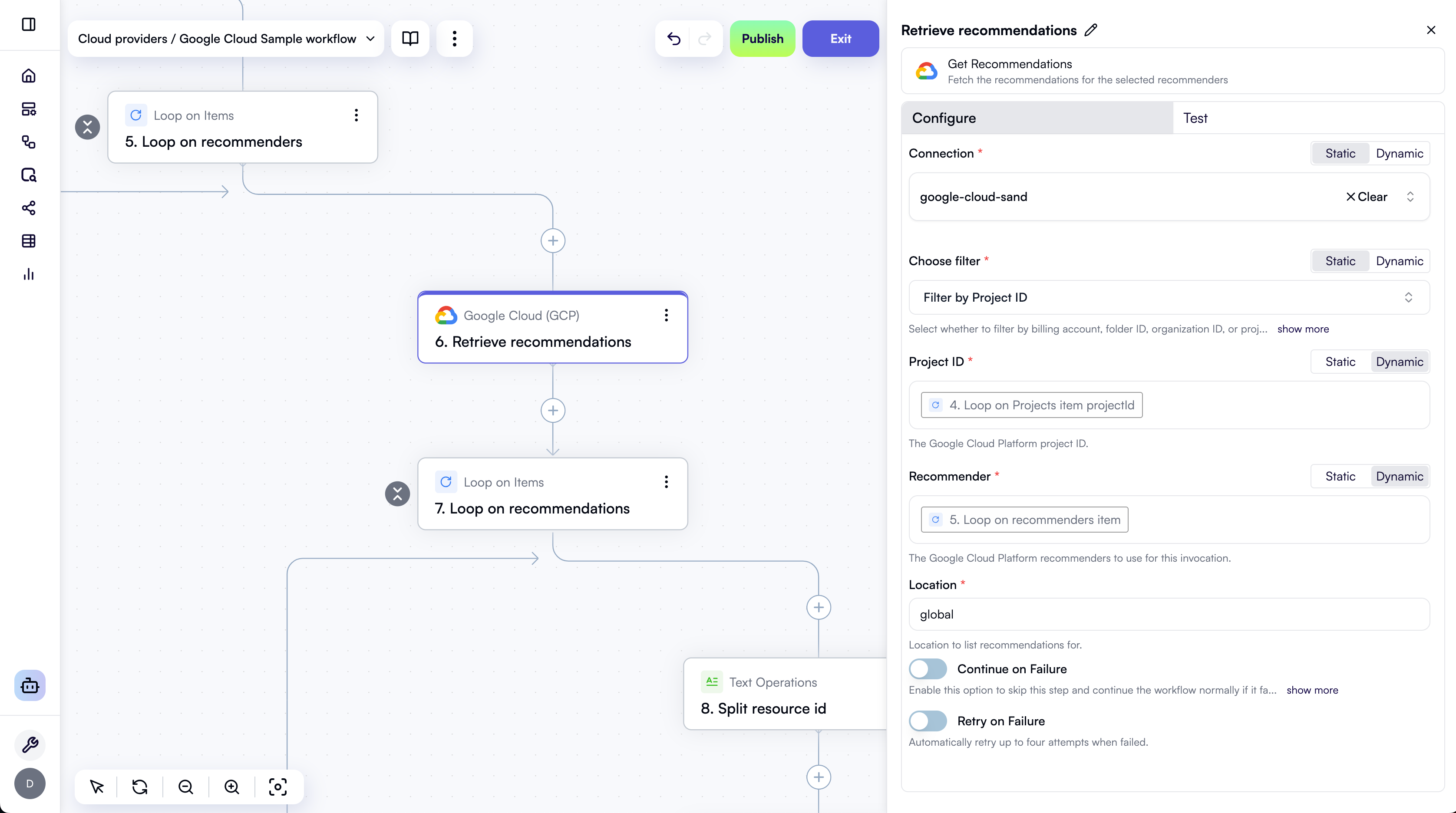 A sample Google Cloud workflow