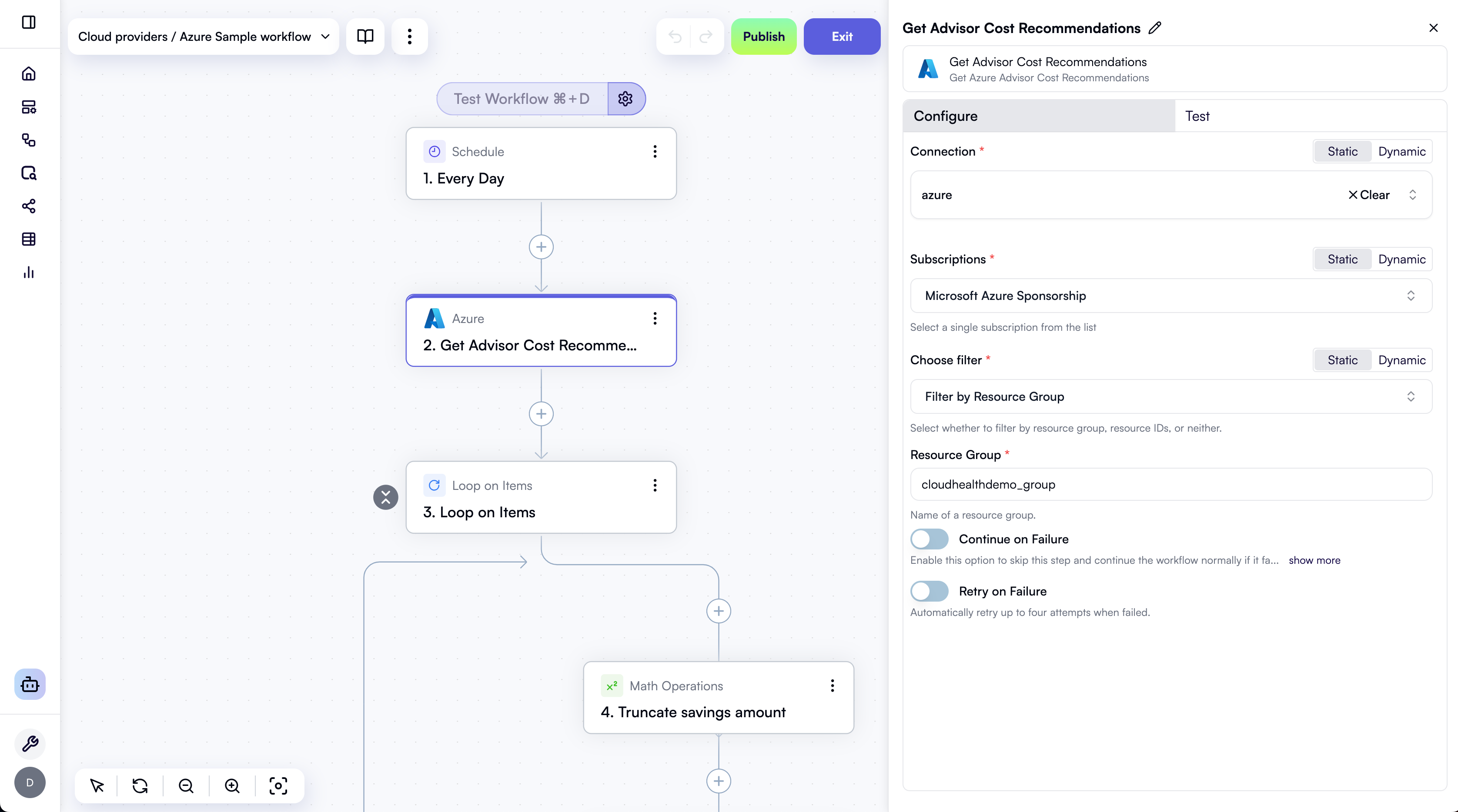 A sample Azure workflow