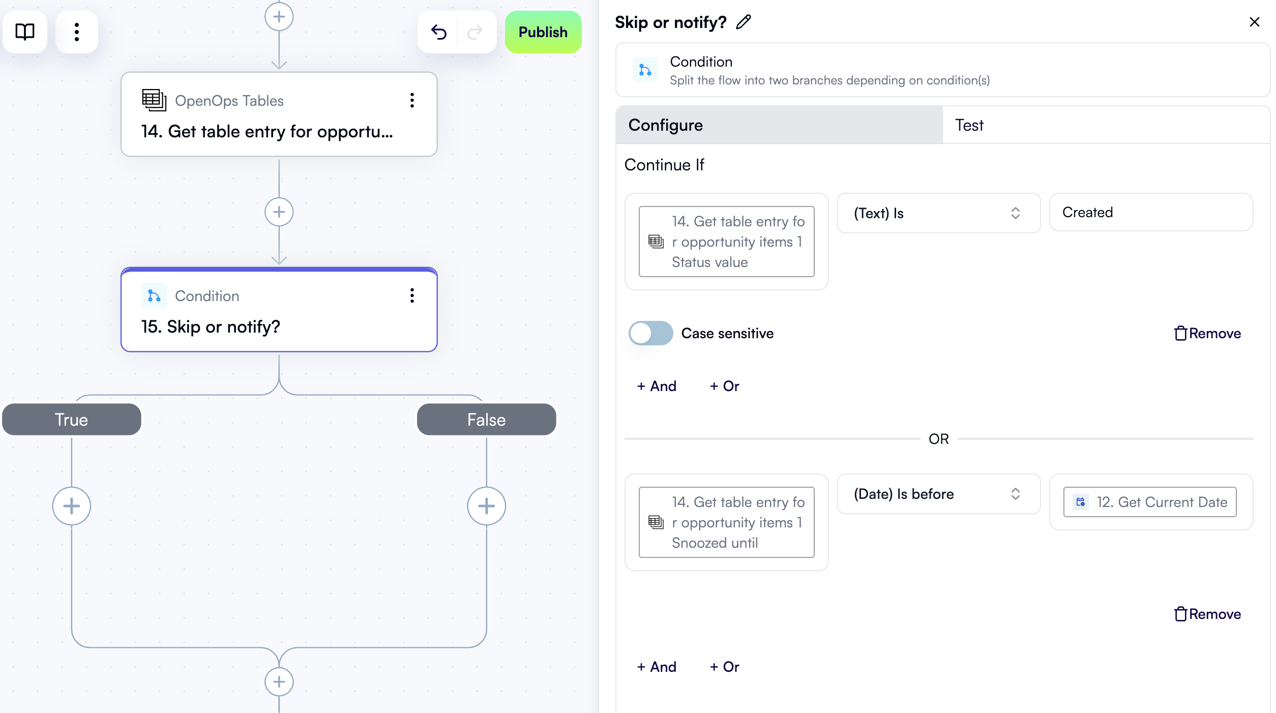 A configured condition step
