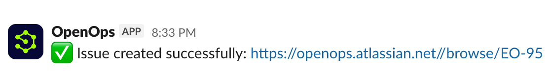 A Slack notification with a link to the Jira issue